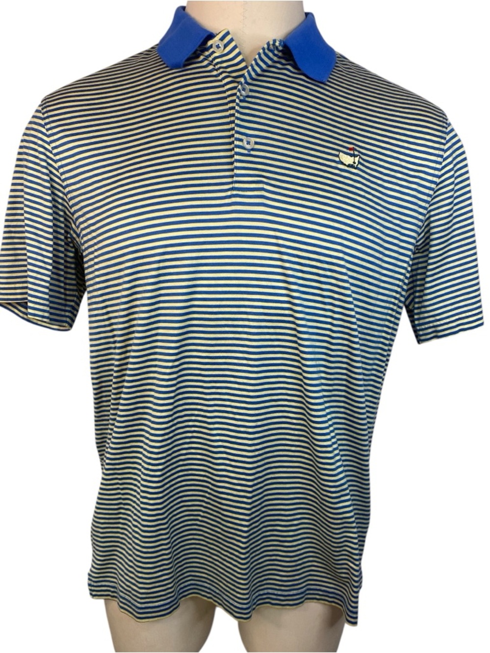 Masters Collection Green with Blue Stripes Polo Golf Shirt Men’s Large